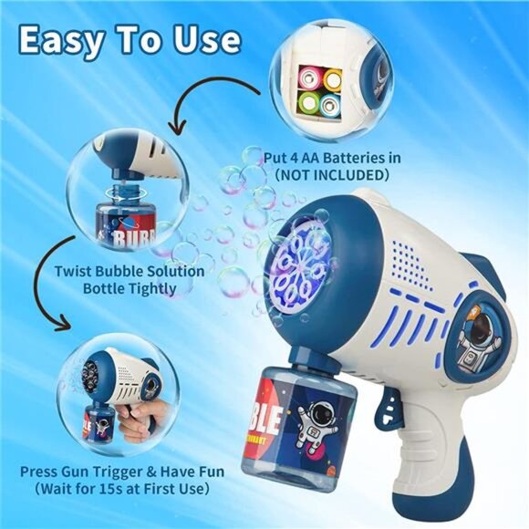 2 Pack Space Bubble Machine Guns with Light for Summer - Picture 5 of 6